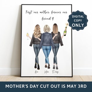 Personalized Mothers day gift from daughter Mothers gift Custom mother daughter Mom Birthday Gift Family Portrait Sister gift Mom gift 90