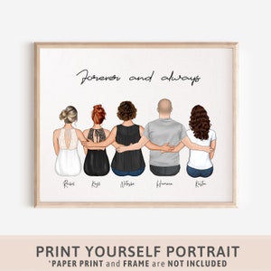 Custom Family portrait Gift for Mom Birthday Gift Christmas Gift Personalized family Gift for family Keepsake gift Housewarming gift 90