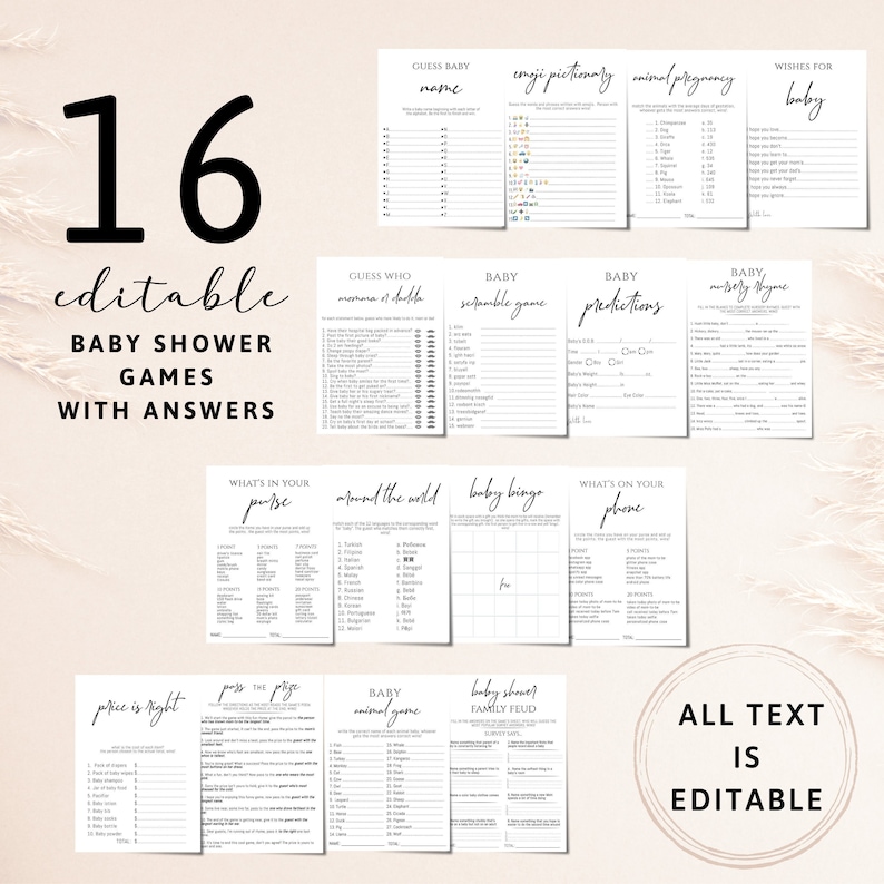 Minimalistisk babyshower-lekpaket Minimalistisk dusch Enkel babyshower Elegant babyshower Könsneutral babyshower Modern babyshower 144 bild 1