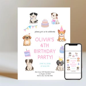 Dog Birthday Invitation, Kids puppy birthday, Dog Theme Birthday Invitation, Funny birthday invite, Paw-ty Birthday Invite, Puppy birthday