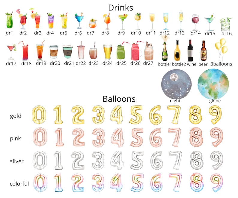 Peut inclure: Un ensemble de ballons num&eacute;riques de 0 &agrave; 9 en or, rose, argent et color&eacute;. Les ballons sont dispos&eacute;s en quatre rang&eacute;es, chaque rang&eacute;e repr&eacute;sentant une couleur diff&eacute;rente. Les ballons sont tous gonfl&eacute;s et pr&ecirc;ts &agrave; &ecirc;tre utilis&eacute;s pour une f&ecirc;te ou une c&eacute;l&eacute;bration.