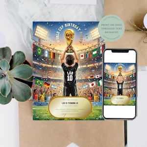 World Cup 2026 Soccer Party Invitation, Watch Party Invite, Football Party Evite, Editable Soccer Birthday Invitation Canva Template image 7