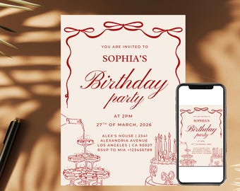 Hand-Drawn Drinks Party Invitation: Editable Birthday Evite (Digital Download)