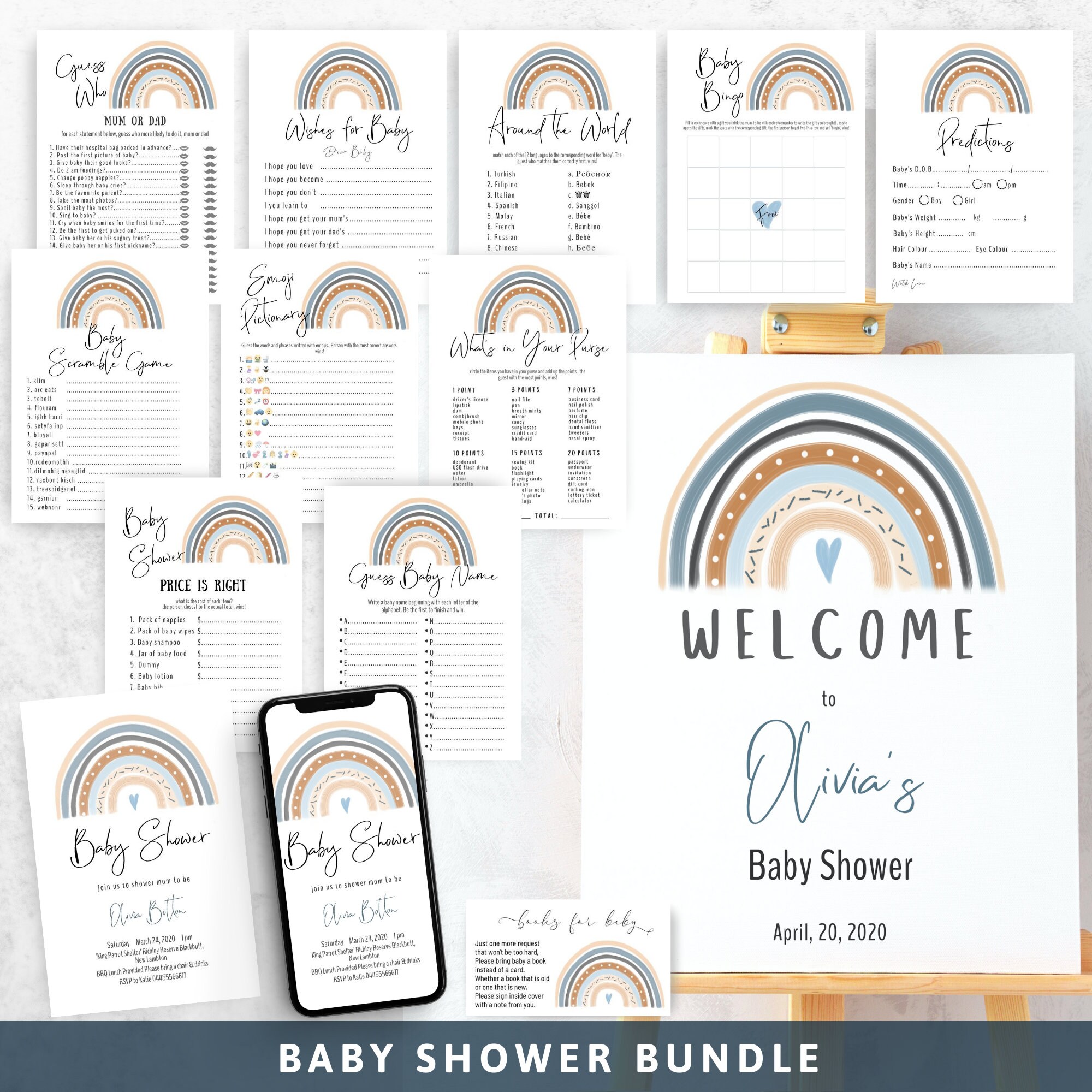 Virtual Baby Shower Bundle Baby Shower Games Baby Shower Etsy Australia