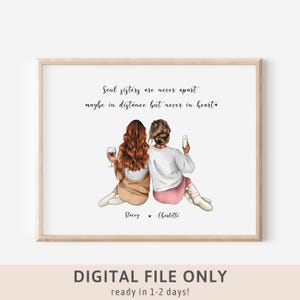 Best friend gift Friendship print Christmas gift Bestie gifts Personalized print Best friends picture Sister gifts Custom Birthday gift 90