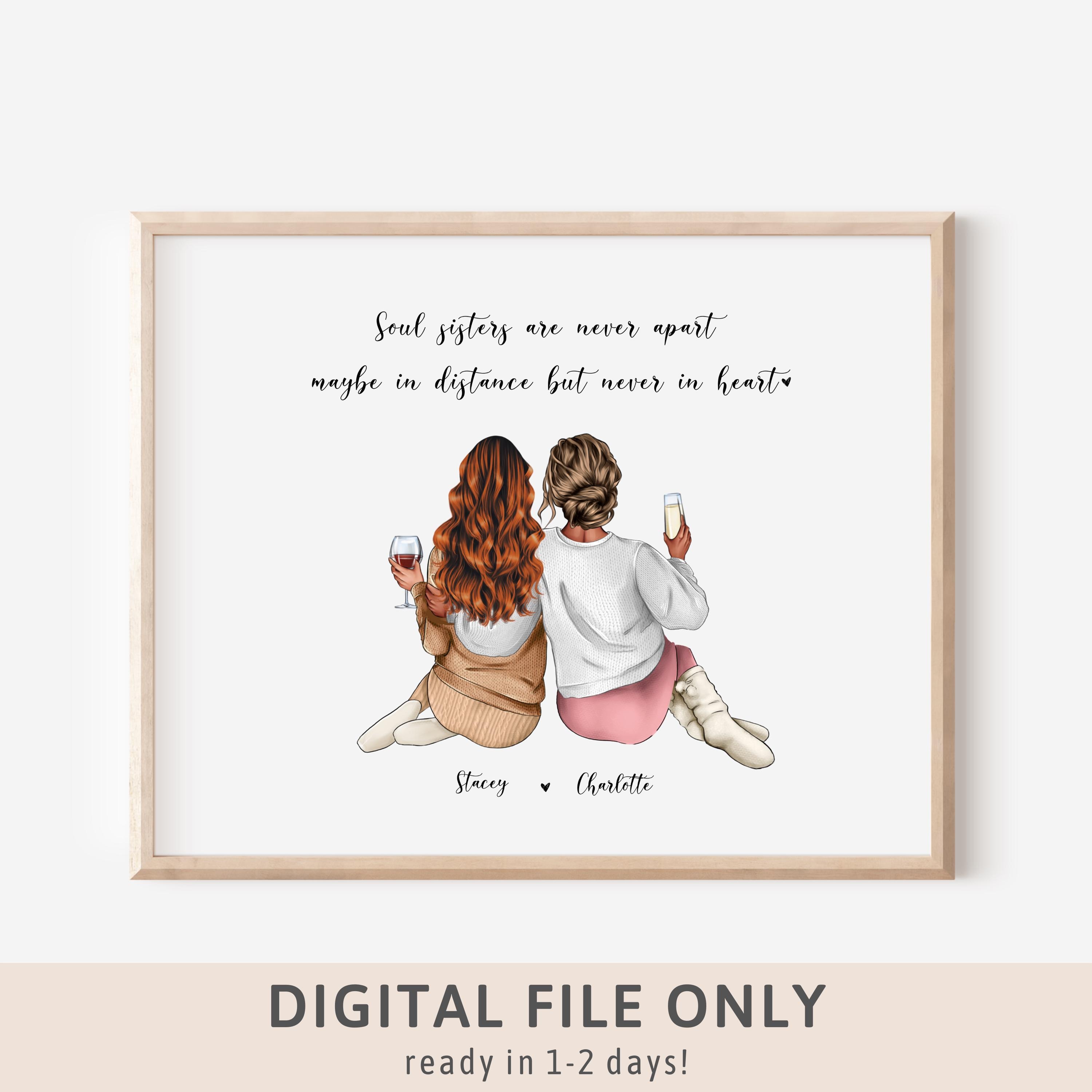 Best friend gift Friendship print Christmas gift Bestie gifts Personalized print Best friends picture Sister gifts Custom Birthday gift 90