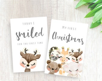 Safari Animals Baby Milestone Cards: Gender Neutral Keepsake (Digital Download)