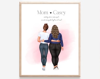Mother daughter wall art, Mother's Day Gift for Mom, Gift for mother birthday gift, Mother and teenager, Personalized Gift, Gift for her