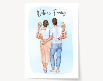 Regalo para mamá de hija, regalo para el día de la madre, arte de pared personalizado, regalo de cumpleaños para mamá, retrato familiar, regalo de Navidad para mamá, impresiones personalizadas 90