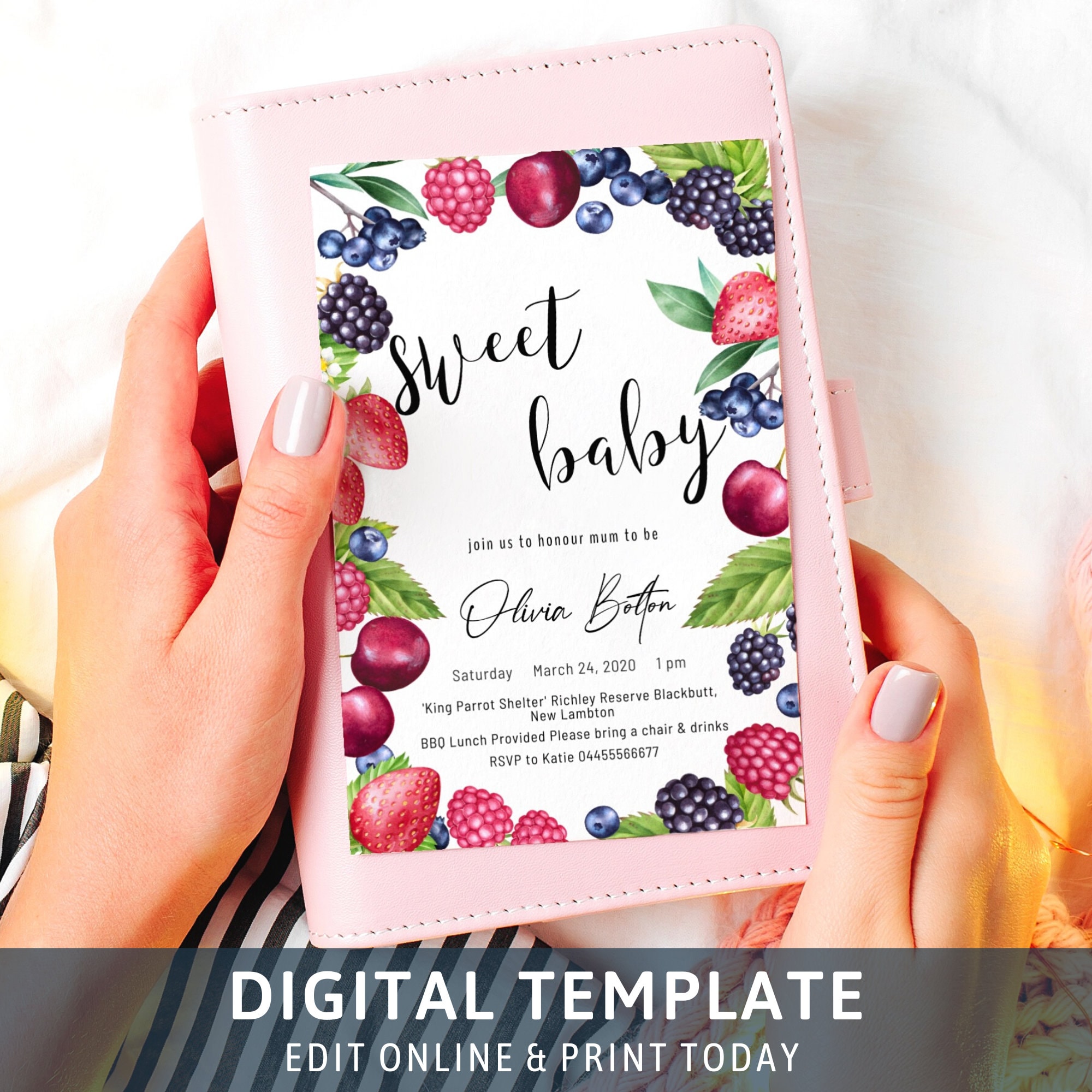 Berry Sweet Baby Shower Invitation Berries Baby Shower Garden Etsy