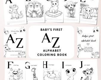 Animal Alphabet Baby Shower Coloring Book: Printable Activity (PDF Download