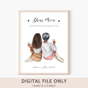 Impresión personalizada de madre e hija, regalo de cumpleaños para mamá, regalo de Navidad para mamá, familia personalizada, regalos personalizados para mamá de hija 90