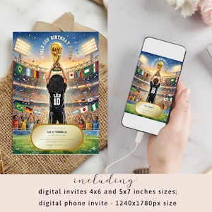World Cup 2026 Soccer Party Invitation, Watch Party Invite, Football Party Evite, Editable Soccer Birthday Invitation Canva Template image 2