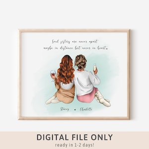 Best friend gift Friendship print Christmas gift Bestie gifts Personalized print Best friends picture Sister gifts Custom Birthday gift 90