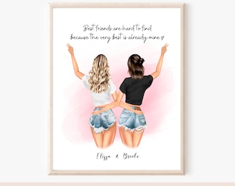 Regalo para mejor amiga Regalos para mejores amigas Impresión personalizada Foto de mejores amigas Regalo personalizado Cita de amistad Impresión de amistad Regalo de cumpleaños para ella 90