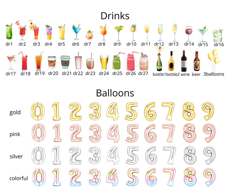 May include: A set of gold, pink, silver, and rainbow colored balloon numbers from 0 to 9. The balloons are arranged in four rows, with each row representing a different color. The balloons are all inflated and ready to be used for a party or celebration.