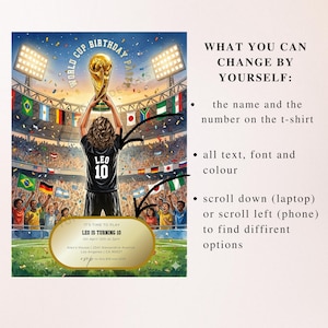 World Cup 2026 Soccer Party Invitation, Watch Party Invite, Football Party Evite, Editable Soccer Birthday Invitation Canva Template image 4