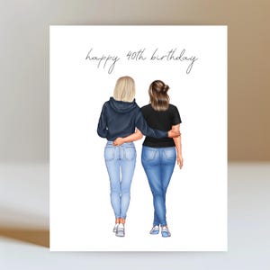 Personalized birthday card for best friend, happy 40th birthday gift, gift for mom, bestie card, milestone birthday card, gift for sister