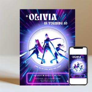 Personalised Kpop Demon Hunters Birthday Party Invitation, Editable Digital Party Invite for Phone, Custom K-pop Theme Template, DIGITAL