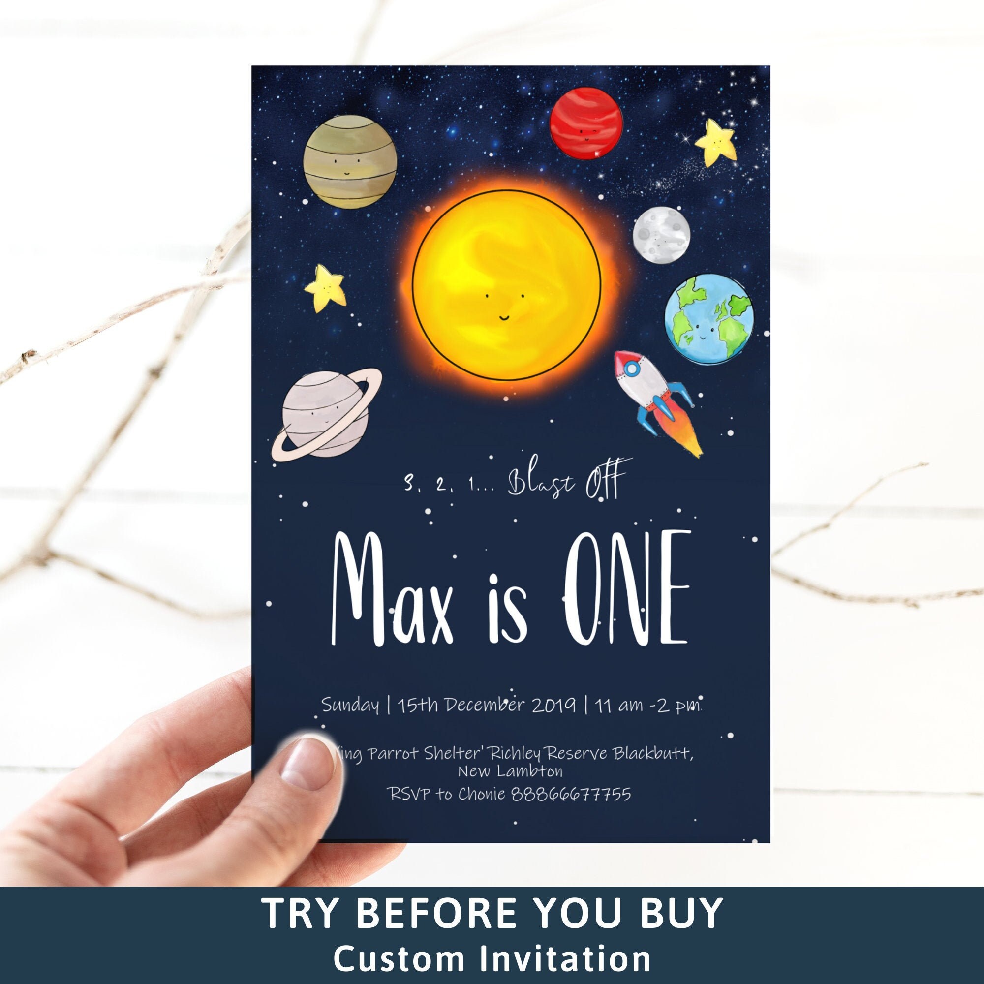 Rocket Ship Birthday Space Birthday Invitation Outer Space Birthday ...