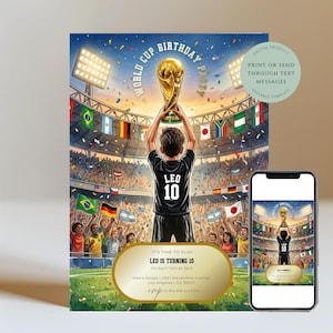 World Cup 2026 Soccer Party Invitation, Watch Party Invite, Football Party Evite, Editable Soccer Birthday Invitation Canva Template image 1