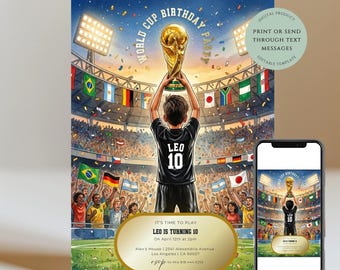 World Cup 2026 Soccer Party Invitation, Watch Party Invite, Football Party Evite, Editable Soccer Birthday Invitation Canva Template