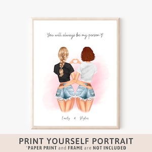 Best friend gifts birthday, Birthday gift for girls, BFF gift, Bestie gifts, Personalized print, Best friends picture, Friendship print 90