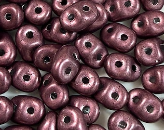 Superduo Matubo Beads - Saturated Metallic Red Pear, 5g, 10g, Czech Pressed Glass Beads
