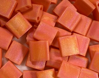 Miyuki Tila - Matte Opaque Orange AB, TL-406FR, 2 Hole, Whole Tila Japanese Glass Tile beads