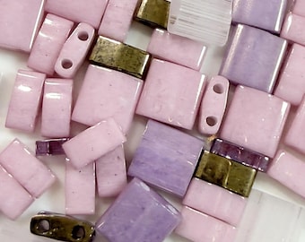 Miyuki Tila mix 208 - Queens Court Assorted Sized, TLMIX-208, 2 Hole, Whole Tila Japanese Glass Tile beads