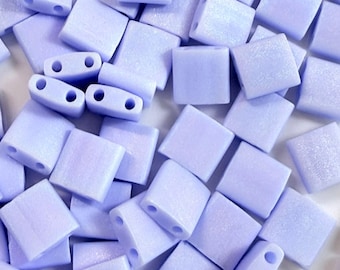 Miyuki Tila - Matte Opaque Light Periwinkle AB, TL-494FR, 2 Hole, Whole Tila Japanese Glass Tile beads
