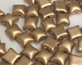 20 pcs Wibeduo Beads, 2 hole, Aztec Gold, 8x8mm, star shaped Czech Pressed Glass Beads