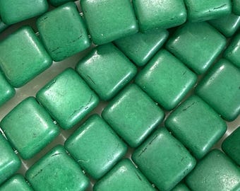 CzechMates Tile beads - Opaque Verdigris, Green, 25 pcs, 6mm, Czech Pressed Glass