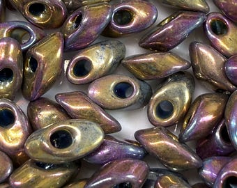 Miyuki Long Magatama  - Metallic Purple Gold Iris, Miyuki Seed Beads, 4x7mm, LMA-188