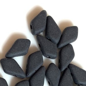 40 pcs Kite Beads, 2 hole, Jet Matte, 9x5mm, Czech Pressed Glass Beads