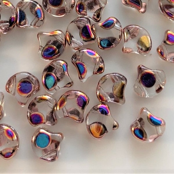 30 pcs Ginko Matubo Beads, Crystal Full Sliperit Dot, 2 Hole, 7.5mm, Czech Pressed Glass Beads