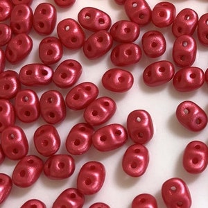 100 pcs SuperDuo Beads, Pastel Dark Rose, 2.5x5mm, Czech Pressed Glass Beads