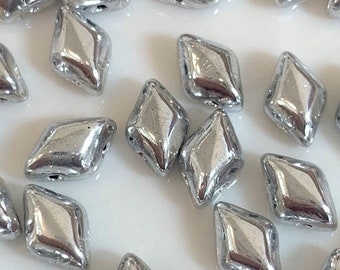 40+ pcs Gemduo Beads, Full Labrador, 5x8mm, 2 hole, diamond shaped Czech Pressed Glass Beads