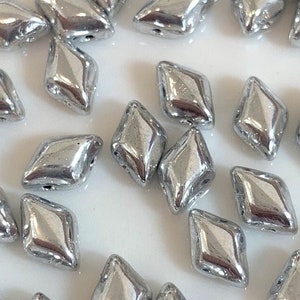 40+ pcs Gemduo Beads, Full Labrador, 5x8mm, 2 hole, diamond shaped Czech Pressed Glass Beads