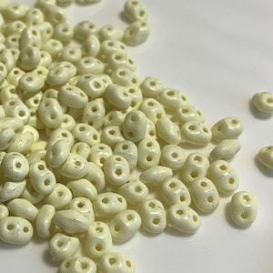100 pcs SuperDuo Beads, Pastel Lemonade, 2.5x5mm, Czech Pressed Glass Beads