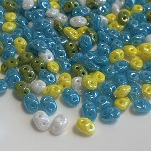 100 pcs SuperDuo Matubo Beads, Dandelion Summer mix, 2.5x5mm, Czech Pressed Glass Beads