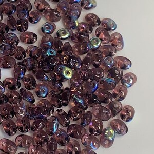 100 stuks SuperDuo-kralen, amethist AB, 2,5 x 5 mm, Tsjechische persglaskralen