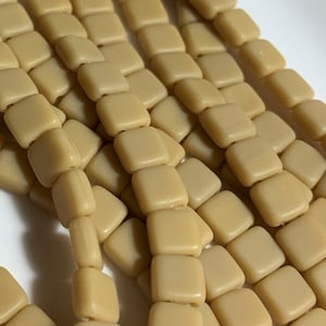25 pcs CzechMates Tile beads, Matte French Beige, 6mm, Czech Pressed Glass Beads