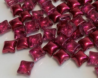 20 pcs Wibeduo Beads, 2 hole, Crystal Pomegranate Metallic Ice, 8x8mm, star shaped Czech Pressed Glass Beads