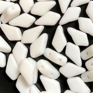 40 pcs Kite Beads, 2 hole, Chalk, 9x5mm, Czech Pressed Glass Beads