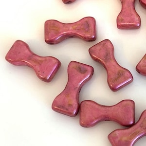 20 pcs Bow Tie beads, Chilli, 3-Hole, 6x12mm, Czech Pressed Glass Beads