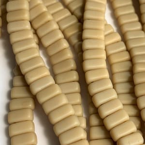 50 pcs CzechMates Bricks beads, Matte French Beige, 6x3mm, 2-hole, Czech Pressed Glass Beads