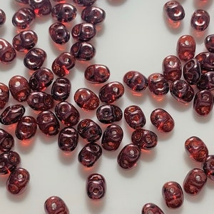 100 pcs SuperDuo Beads, Red Wine, 2.5x5mm, Czech Pressed Glass Beads