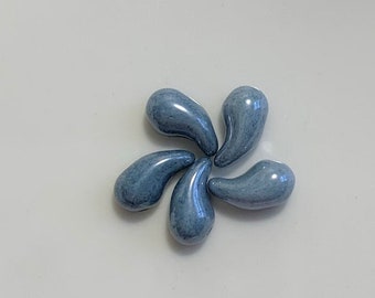 30 piezas de cuentas Chalk Lumi Blue ZoliDuo, cuentas de vidrio checo de 2 agujeros