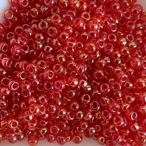 11/0 Transparent Red AB, Miyuki Round Seed Beads, Rocaille 11/0 seed beads, 254D